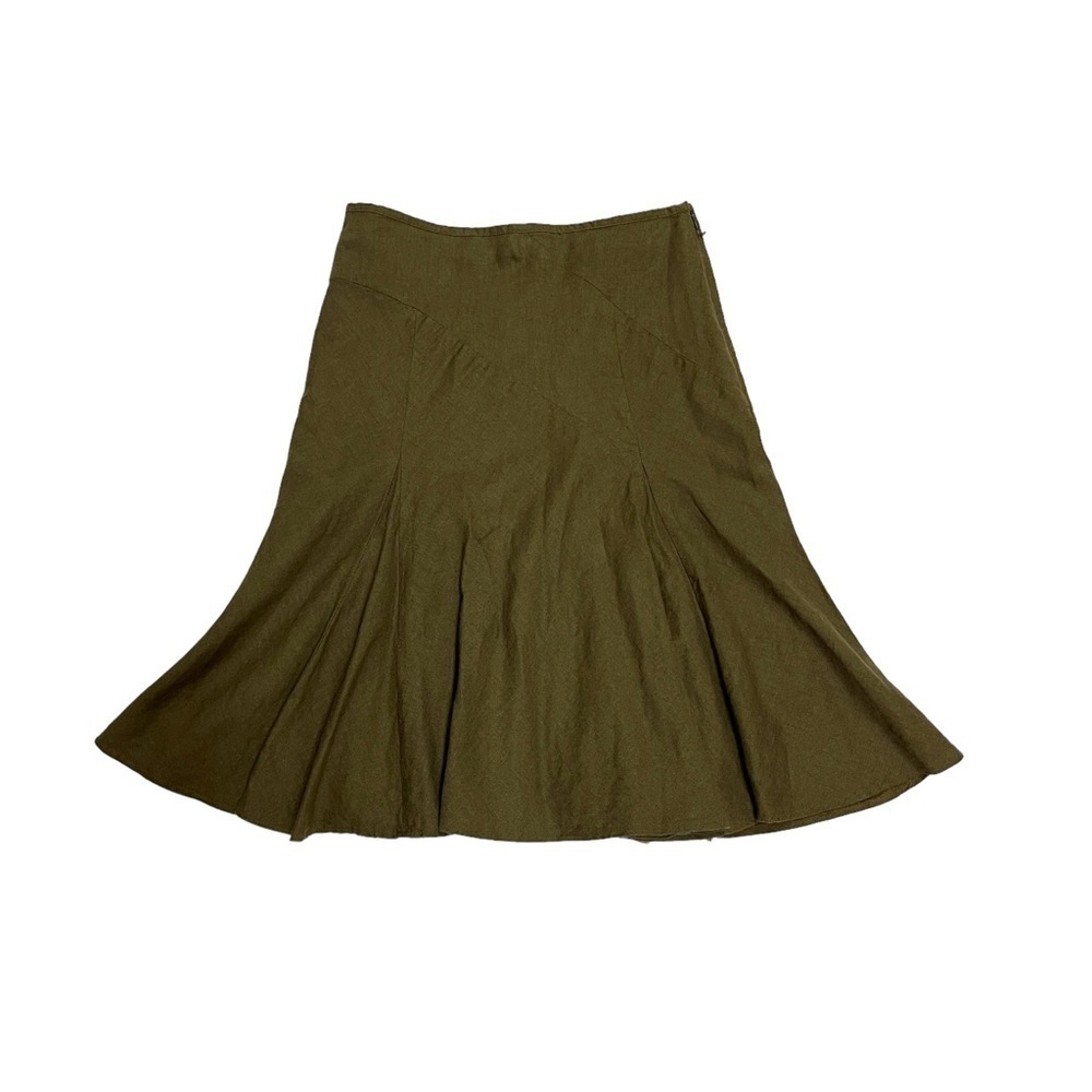 Studio Point linen mid length skirt size 4 khaki green
